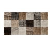 Baroni Home Gris Cuadros Alfombra, Poliuretano, 80x150 cm