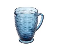 Baroni Home Jarra de cristal azul con detalles en relieve a lunares, jarra con asa, diseño moderno, jarra con sistema antigoteo, fácil de limpiar, bebidas calientes y frías, 1 l, 20 x 13 x 19 cm
