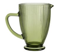 Baroni Home Jarra de cristal con detalles en relieve, jarra con asa, diseño moderno, jarra con sistema antigoteo, fácil de limpiar, para bebidas calientes y frías, 1 l, 20 x 13 x 19 cm, verde