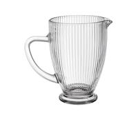 Baroni Home Jarra de cristal transparente con detalles en relieve, jarra con asa, diseño moderno, jarra con sistema antigoteo, fácil de limpiar, para bebidas calientes y frías, 1 l, 20 x 13 x 19 cm