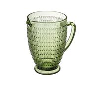 Baroni Home Jarra de cristal verde con detalles en relieve a lunares, jarra con asa, diseño moderno, jarra con sistema antigoteo, fácil de limpiar, bebidas calientes y frías, 1 l, 20 x 13 x 19 cm