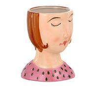 Baroni Home Jarrón con cabeza de cerámica con cara, adorno moderno, figura para interior o exterior, 10 x 11 x 16 cm - Girl
