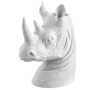 Baroni Home Jarrón de Resina Blanca en Forma de Cabeza de Animal, Jarrón Decorativo para Interior y Exterior para Plantas y Flores, Jarrón Moderno de Adorno, 20x13x27 cm, Rinoceronte