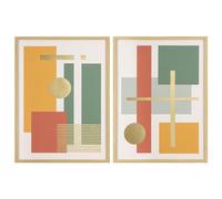 Baroni Home Juego de 2 cuadros de lienzo con marco de madera clara con impresión de primera calidad, decoración de pared colorida y moderna para dormitorio, salón, cocina, rectángulos, 45x3x60 cm