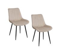 Baroni Home Juego de 2 Sillas Modernas de Terciopelo y Patas de Acero Negro, Sillón de Salón, Dormitorio, Comedor, Beige, 2 unidades, 53x86x44 cm