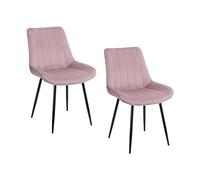Baroni Home Juego de 2 Sillas Modernas de Terciopelo y Patas de Acero Negro, Sillón de Salón, Dormitorio, Comedor, Rosa Polvo, 2 unidades, 53x86x44 cm