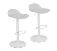 Baroni Home Juego de 2 Taburete de Bar Giratorio con Altura Ajustable, Fondo antiarañazos y reposapiés, para Cocina, Restaurante y Bar, Ligero y fácil Montaje, 41x40x64-86 cm, 2 Unidades, Blanco