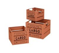 Baroni Home Juego de 3 cajas vintage para frutas y verduras, cajas de metal estilo industrial, contenedores multiusos apilables, cestas de almacenamiento cuadradas, color rojo ladrillo, 26 x 26 x 20