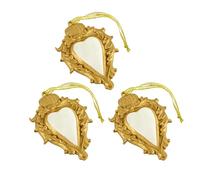 Baroni Home Juego de 3 Colgantes Sagrado Corazón Ex Voto de Resina, Colgantes Decorativo, Adorno Navideño o Decoración para Colgar, Idea Regalo Original 7x10x1 cm Oro y Blanco