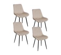 Baroni Home Juego de 4 sillas Modernas con Revestimiento de Terciopelo y Patas de Acero Negro, para salón, Dormitorio, Comedor, 53 x 86 x 44 cm, Beige