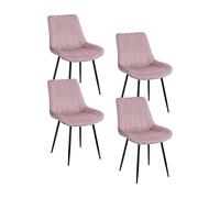 Baroni Home Juego de 4 sillas Modernas con Revestimiento de Terciopelo y Patas de Acero Negro, para salón, Dormitorio, Comedor, 53 x 86 x 44 cm, Rosa pálido