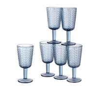 Baroni Home Juego de 6 copas Wave de cristal decoradas con acabados en relieve de 27 cl, lavables en lavavajillas, 8 x 8 x 17, (azul)