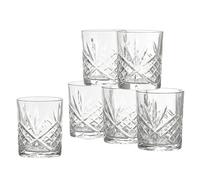 Baroni Home juego de 6 vasos de agua con elegantes tallas, ideal también como vasos de whisky, efecto cristal, capacidad 25cl, apto para lavavajillas, 8x8x10 cm