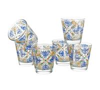 Baroni Home - Juego de 6 vasos de agua Made in Italy, decoración impresa en el cristal, Capacidad 25 cl. Dibujo: Capri