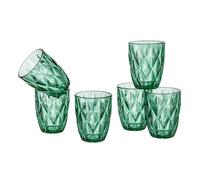 Baroni Home Juego de 6 vasos de cristal de diamante de colores y decorados con rombos en relieve, 28 cl, elegantes vasos lavables en lavavajillas, 8 x 8 x 10 cm, verde