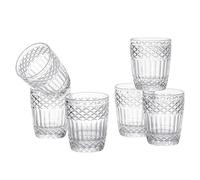 Baroni Home Juego de 6 Vasos de Vidrio Decorados con Acabados en Relieve, 30 cl, Lavables en Lavavjillas, 8 X 8 X 10 cm, Transparente