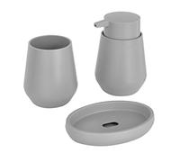 Baroni Home Juego de baño de 3 Piezas de plástico Resistente, Juego de baño Moderno, Compuesto por dispensador, Vaso y jabonera, Gris