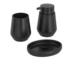 Baroni Home Juego de Baño de 3 Piezas de Plástico Resistente, Juego de baño Moderno, Compuesto por Dispensador, Vaso y Jabonera, Color Negro