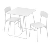 Baroni Home Juego Mesa de Cocina con 2 Sillas de Comedor, Conjuntos de Mueble de 3 Piezas, diseño Moderno, Ligero, balcòn, Restaurante, balcón, MDF y Acero, Montaje fácil, Blanco