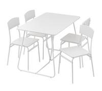 Baroni Home Juego Mesa de Cocina con 4 Sillas de Comedor, Conjuntos de Mueble de 3 Piezas, diseño Moderno, Ligero, Restaurante, balcón, MDF y Acero, Montaje fácil, Blanco