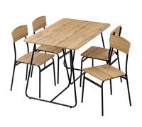 Baroni Home Juego Mesa de Cocina con 4 Sillas de Comedor, Conjuntos de Mueble de 3 Piezas, diseño Moderno, Ligero, Restaurante, balcón, MDF y Acero, Montaje fácil, Negro Efecto Roble