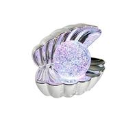 Baroni Home Lámpara Concha con Perla, Lámpara de Mesa LED - Diseño Decorativo con Efecto Mágico, USB o a Pilas, Lámpara Nocturna de Colores para Dormitorio, Salón y Regalo Original, 18x12x15 cm