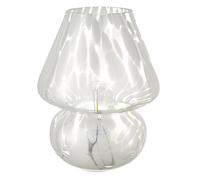 Baroni Home Lámpara de Mesa de Vidrio a Batería, Lámpara de Noche y de Salón, Lámpara de Escritorio de Diseño Moderno, 15x15x18 cm Hongo Blanco