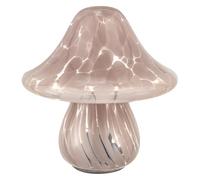 Baroni Home Lámpara de Mesa de Vidrio a Batería, Lámpara de Noche y de Salón, Lámpara de Escritorio de Diseño Moderno, 18x18x18 cm, Hongo Rosa