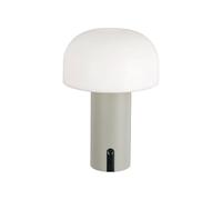 Baroni Home Lámpara LED Sin Cable, Diseño tipo hongo, Regulación táctil, Recargable por USB-C, Luz cálida 3000K, Impermeable para interior y exterior, Metal pintado, h: 22 cm (Gris tórtola, 1 pieza)