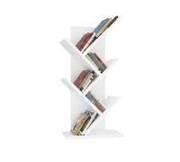 Baroni Home Librería de árbol que ahorra espacio con 4 estantes, estantería vertical de suelo para salón, estudio y dormitorio, 18 x 30 x 60 cm, blanca