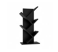 Baroni Home Librería de árbol que ahorra espacio con 4 estantes, estantería vertical de suelo para salón, estudio y dormitorio, 18 x 30 x 60 cm, negra