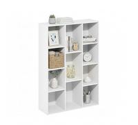 Baroni Home Librería de cubos modulares, estantería modular blanca con 11 compartimentos, mueble multiusos para salón, dormitorio y entrada, diseño moderno, montaje sencillo, 24 x 74 x 106 cm