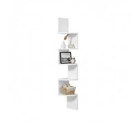 Baroni Home Librería esquinera de Pared, estantería Ahorra Espacio con 5 estantes, de Madera plástica, librería Blanca de diseño Moderno, Montaje Empotrado, 20 x 20 x 126 cm, Blanco