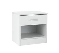 Baroni Home Mesilla de Noche en melamina con cajón y Compartimento, Mueble Multiusos para Dormitorio, Habitación Infantil o Baño, mesita Baja para salón, Blanco, 37x30x39 cm