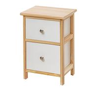 Baroni Home Mesita de Noche de Madera para Camas, Salones, Pequeños Espacios, Salas de Estar, 2 Cajones, Blanco y Madera Natural, 30x24x43 cm