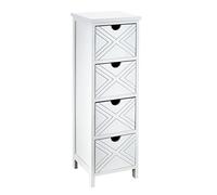 Baroni Home Mesita de Noche en Madera, Mesita para Salón o Baño, Mueble Multiusos 4 Cajones 25x25x77 cm