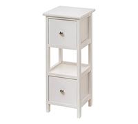 Baroni Home Mesita de Noche, Mueble de Salón, Dormitorio, Habitación Infantil, Baño, Mueble Multiusos, Color Blanco con 2 Cajones y 1 Balda Medidas 25x25x61 cm