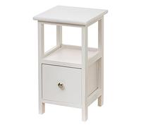 Baroni Home Mesita De Noche, Mueble De Salón, Dormitorio, Habitación Infantil, Baño, Mueble Multiusos, Color Blanco 1 Cajón Y 1 Estante Medidas 25x25x44 cm