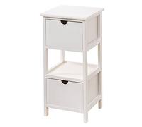 Baroni Home Mesita de Noche, Mueble de Salón, Sala de Estar, Dormitorio, Habitación Infantil, Baño, Mueble Multiusos, Color Blanco 2 Cajones, 1 Estante, 30X30X61 cm