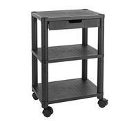 Baroni Home Mueble de Oficina con Ruedas y cajón con Tres estantes, Carro con estantes de plástico, Soporte con Superficie de Apoyo para Impresora, Negro