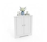 Baroni Home Mueble esquinero de 2 Puertas con 2 Compartimentos Interiores, Armario de MDF seleccionado con Cierre magnético y Tiradores de Metal, 90 x 80 x 43 cm (Blanco)