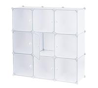 Baroni Home Mueble Modular de Almacenamiento de Espacio, Organizador con Compartimentos Apilables de Plástico para Dormitorio, Cabina Armario, Entrada, Blanco, 9 Compartimentos