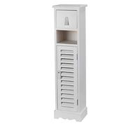 Baroni Home Mueble para Ahorrar Espacio con Columna de Madera Blanca, 1 Puerta, 1 Cajón, 1 Estante, Mueble de Baño, 21,5 x 18 x 86 cm, Blanco
