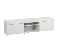 Baroni Home Mueble para TV con 2 Puertas y 2 Estantes, Orificio para Cables de MDF, Consola para Dormitorio, Salón, Cocina, Blanco, 160x35x40 cm