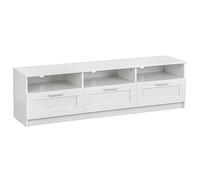 Baroni Home Mueble para TV con 3 estantes y 3 cajones, MDF con Orificio para Cables, Consola para Dormitorio, salón, Cocina, Blanco, 140x33x30 cm