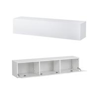 Baroni Home Mueble TV de Pared con 3 Cajones, Orificio para Cables de MDF, Mueble TV Consola para Dormitorio, Salón, Cocina, Blanco, 140x33x30 cm