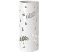 Baroni Home Paragüero Cilindrico de Metal con Incrustación Lluvia y Paraguas con Gancho y Bandeja Recogegotas Extraíble, 19x19x49 cm, Blanco