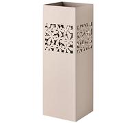 Baroni Home Paragüero Cuadrado de Metal con Incrustación Rectangular de Flores, Medidas 15,5x15,5x49 cm con Gancho y Bandeja Recogegotas Extraíble, Gris Pardo