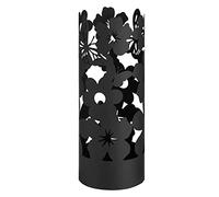 Baroni Home Paragüero de Diseño Moderno, Para Paraguas de Metal Flowers con 2 Ganchos y Bandeja Escurridor Extraíble de 19x19x49 cm, Negro