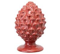 Baroni Home Piña siciliana colorida, piña decorativa de porcelana pintada a mano, para decorar el salón o la oficina, 14 x 14 x 22 cm (L), roja